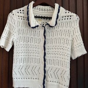 Anthropologie Maeve Crochet Short Sleeve Sweater - S